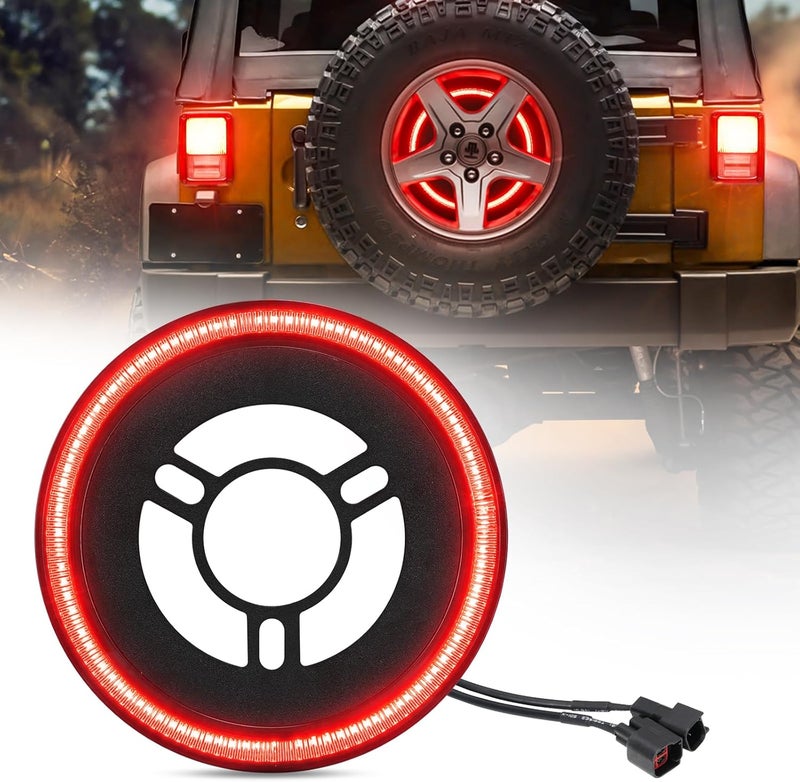 SUPAREE Spare Tire Brake Light Fit for Jeep Wrangler 2007-2017 JK JKU YJ TJ, Plug and Play 4th Third Brake Light Rear LED Ring Wheel Light, Red - Image 1